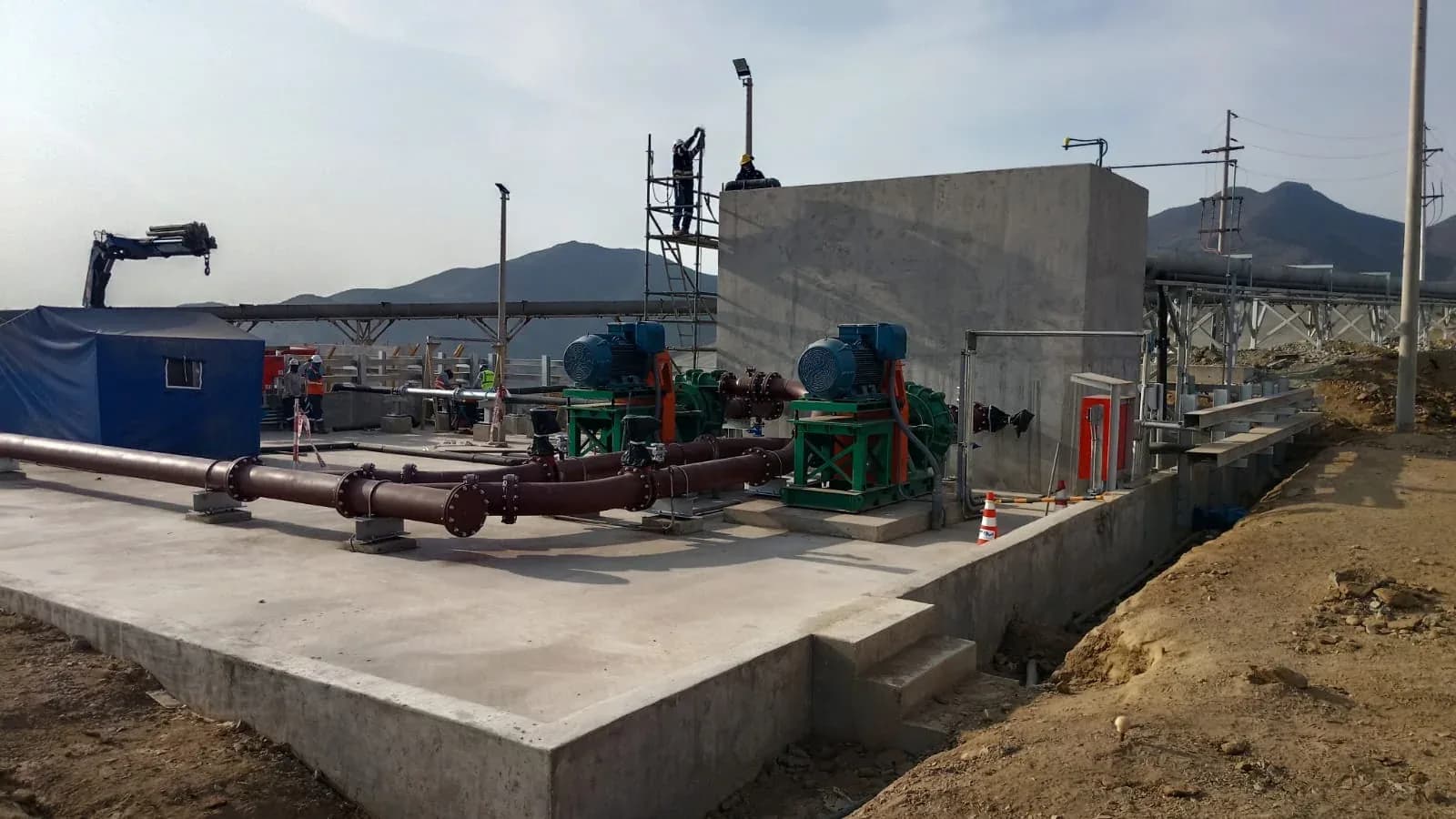 Obras civiles del sistema de bombeo de la planta de filtrado de relaves