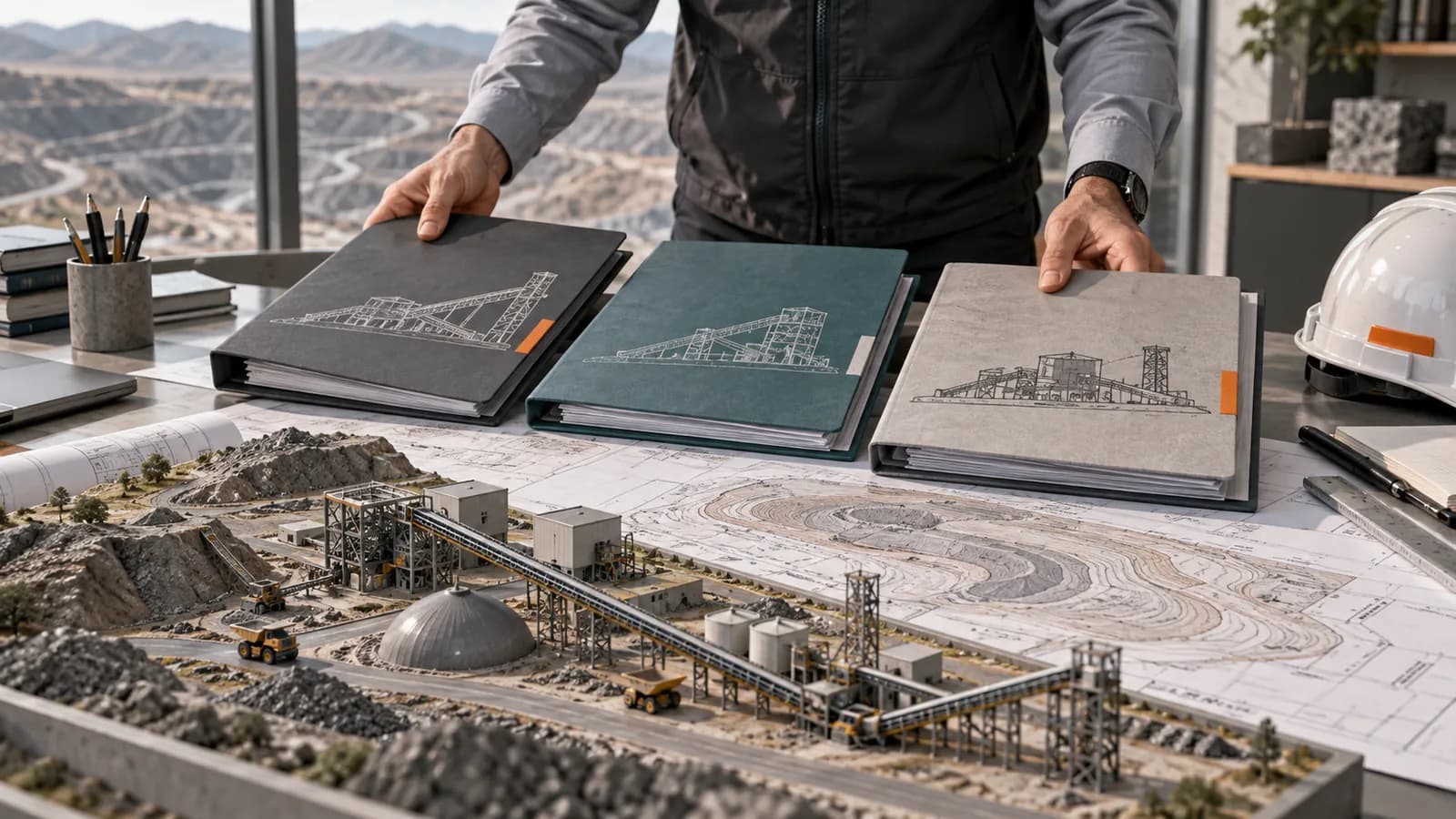 Ilustración de evaluación de propuestas y modelos de infraestructura minera