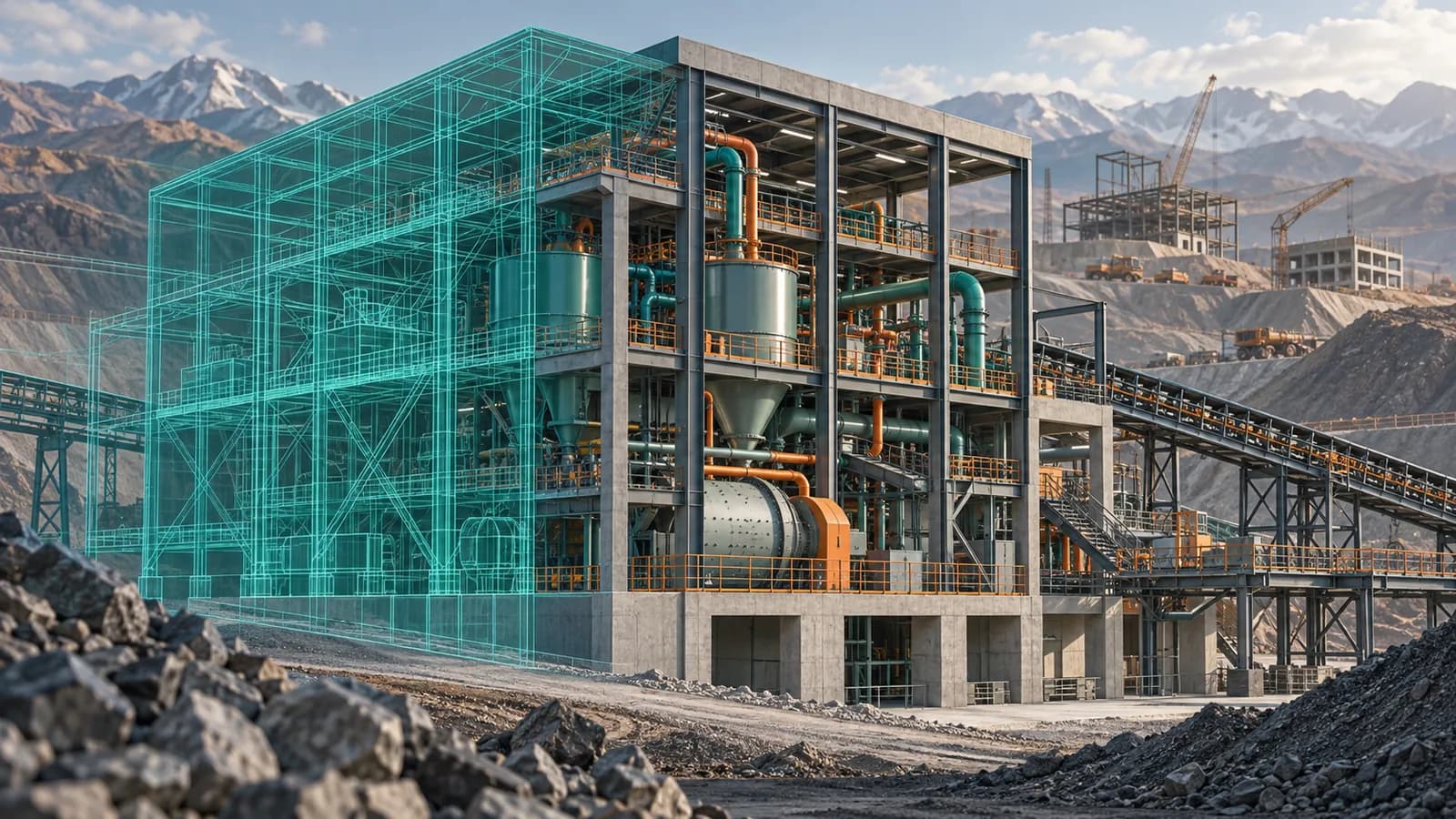 Ilustración de coordinación BIM y VDC de una planta minera